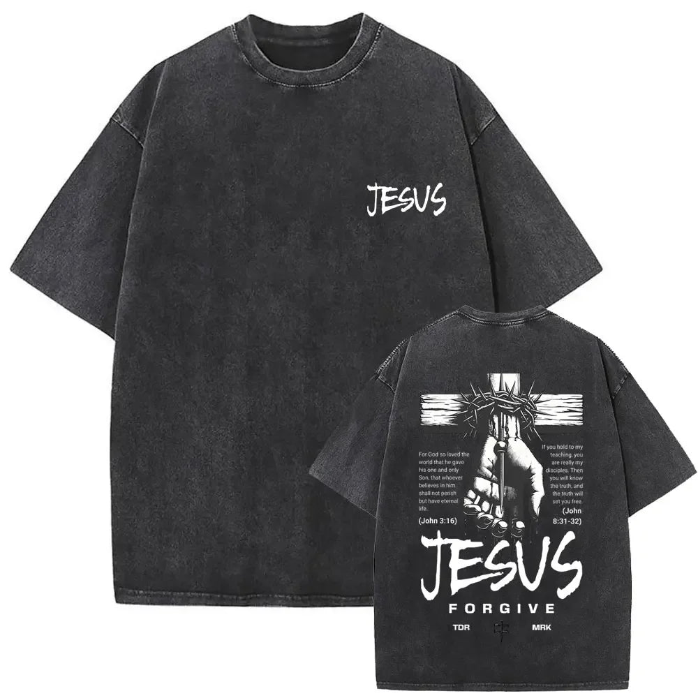 Oversized Graphic Jesus Vintage Washed T-shirt