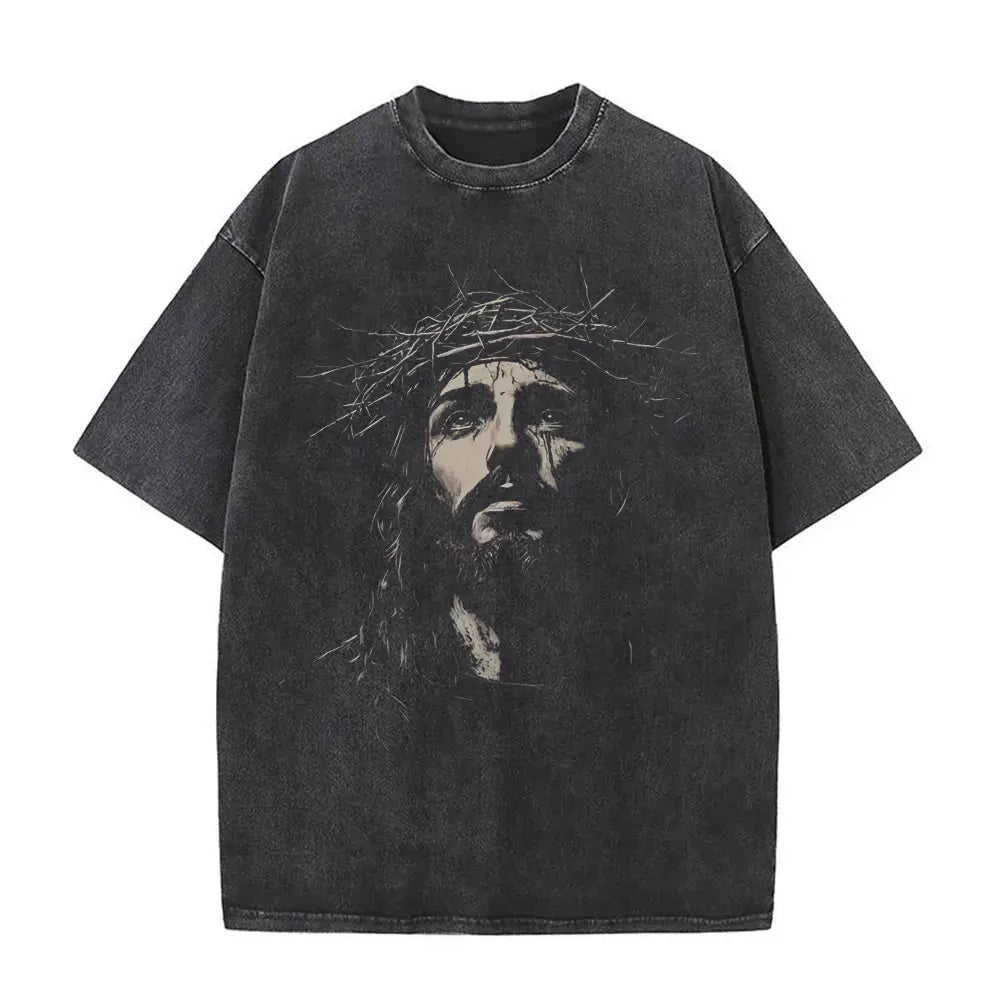 Oversized Graphic Jesus Vintage Washed T-shirt
