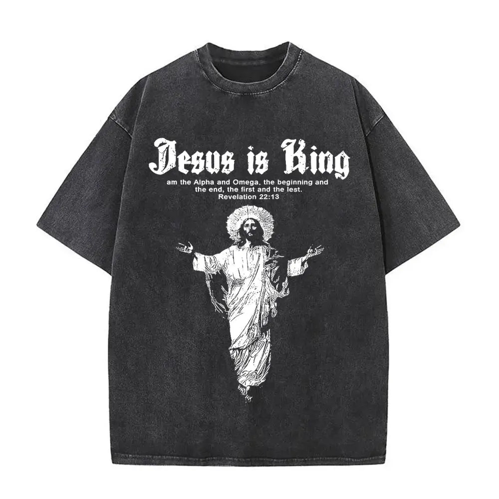 Oversized Graphic Jesus Vintage Washed T-shirt
