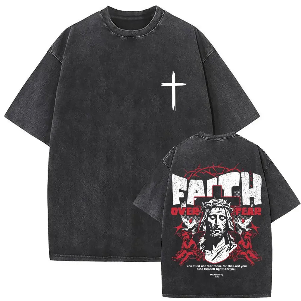 Oversized Graphic Jesus Vintage Washed T-shirt