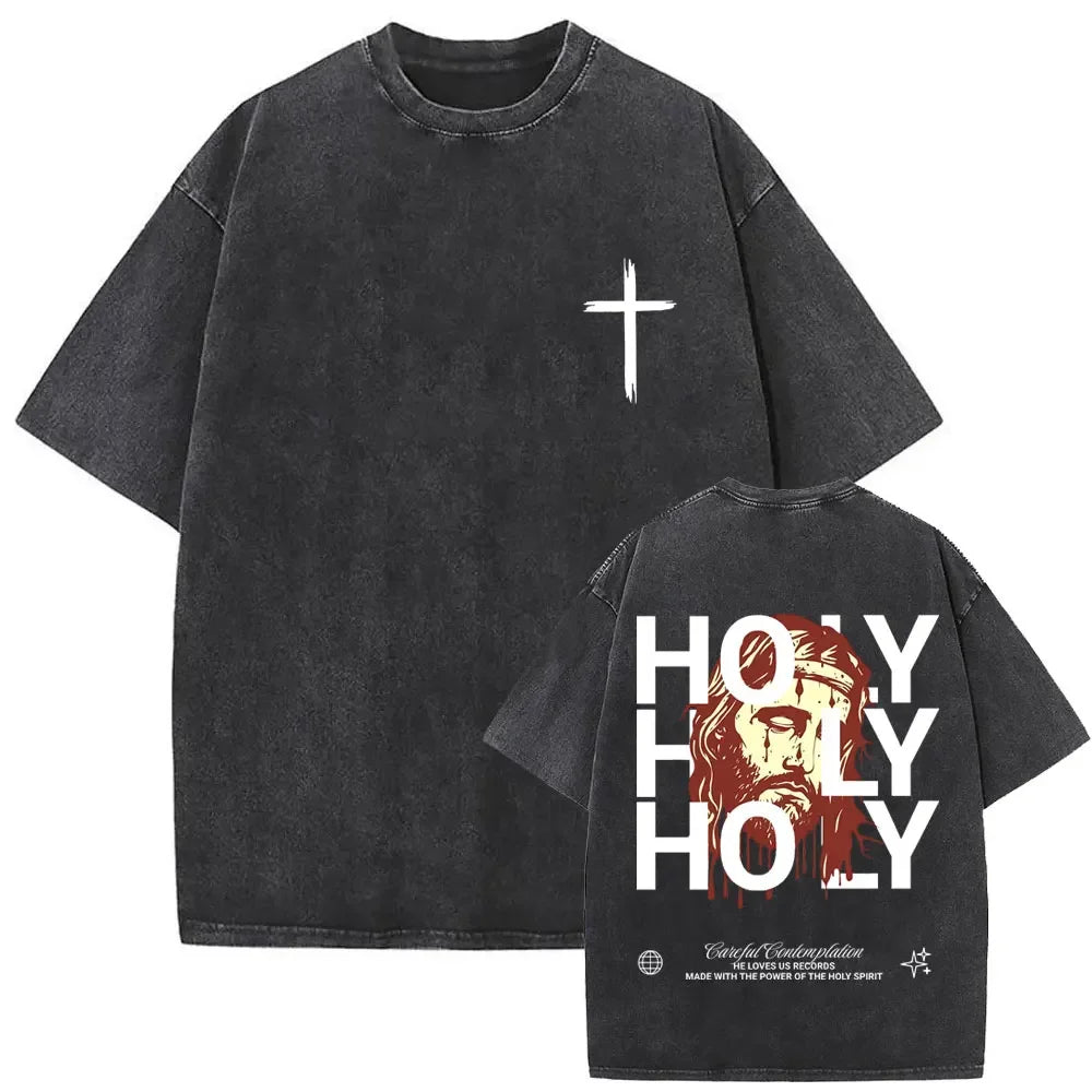 Oversized Graphic Jesus Vintage Washed T-shirt