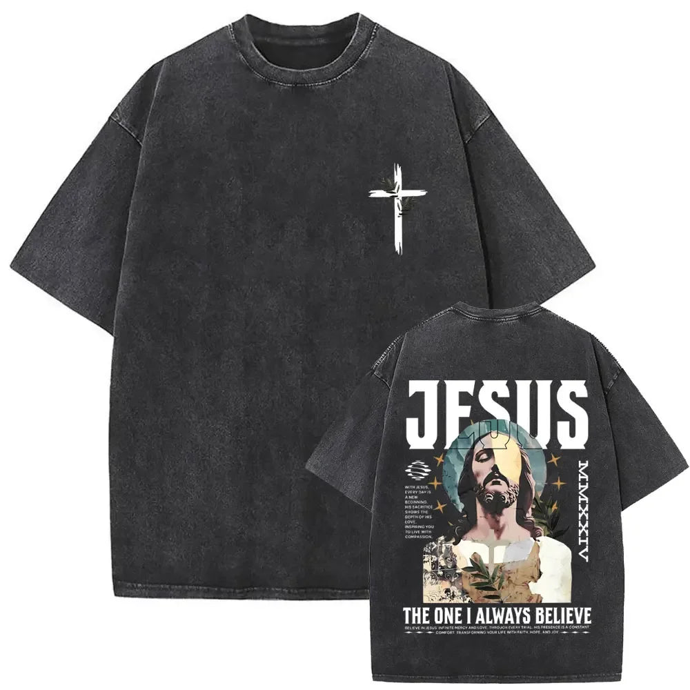 Oversized Graphic Jesus Vintage Washed T-shirt
